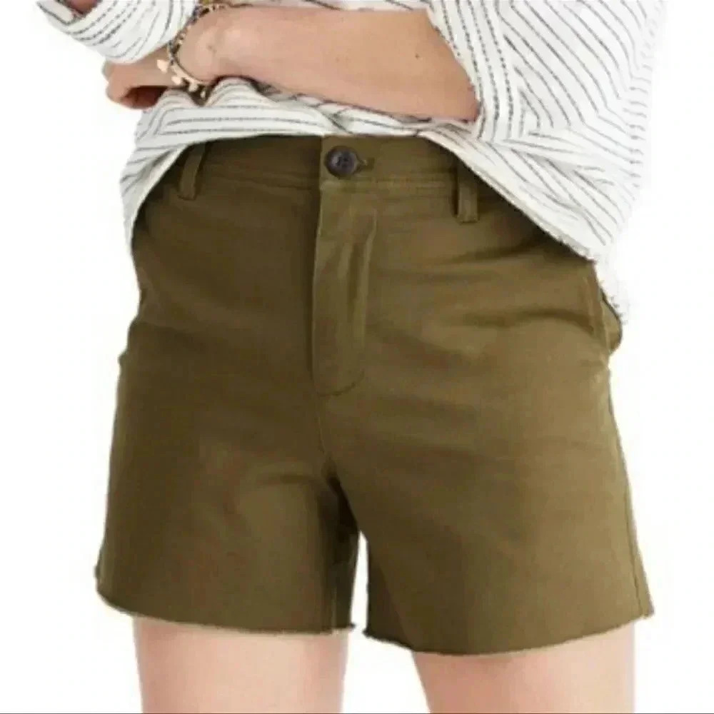 Women's Madewell High Rise Green Twill Short 24